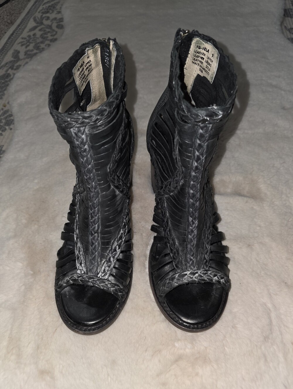 Freebird Bela Black Braided Caged Sandals Size 9 Leather - Picture 5 of 11